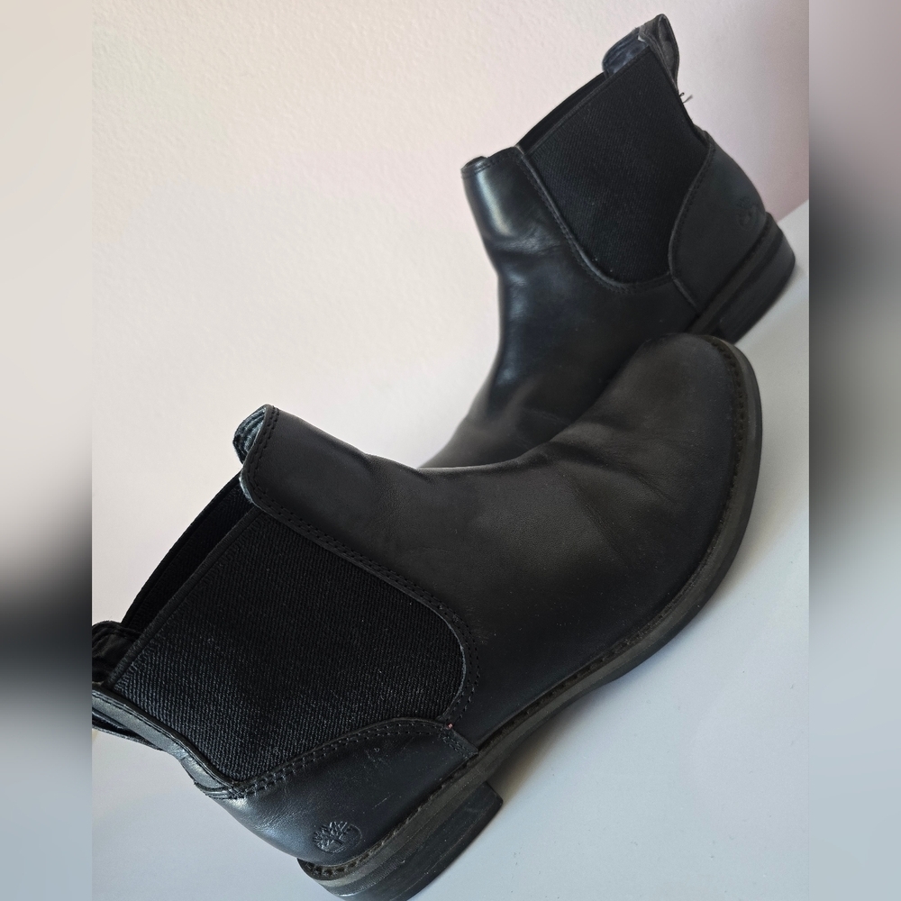 Timberland Magby Chelsea A1KHL Black Leather Pull On Casual Walking Boots